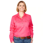 Just Country Womens Jahna Half Button Work Shirt (50505) Hot Pink S/10