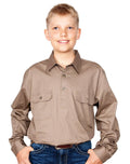 Just Country Boys Lachlan Half Button Work Shirt (30303) Brown S/6-7