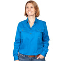 Just Country Womens Jahna Half Button Work Shirt (50505) Blue Jewel XS/8