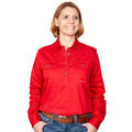 Just Country Womens Jahna Half Button Work Shirt (50505) Chilli S/10