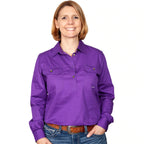 Just Country Womens Jahna Half Button Work Shirt (50505) Purple XS/8