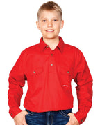 Just Country Boys Lachlan Half Button Work Shirt (30303) Chilli XS/4-5