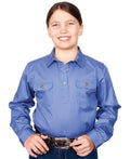 Just Country Girls Kenzie Half Button Work Shirt (60606) Blue S/6-7