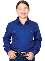 Just Country Girls Kenzie Half Button Work Shirt (60606) Cobalt XS/4-5