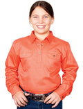 Just Country Girls Kenzie Half Button Work Shirt (60606) Hot Coral XS/4-5