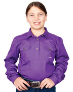 Just Country Girls Kenzie Half Button Work Shirt (60606) Purple S/6-7