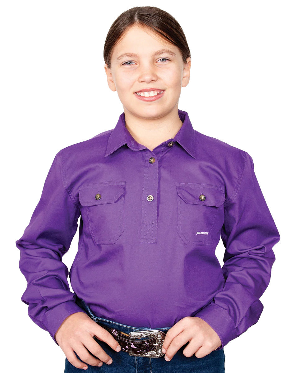 Just Country Girls Kenzie Half Button Work Shirt (60606) Purple S/6-7