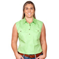 Just Country Womens Kerry Sleeveless Half Button Work Shirt (50503) Lime Green XS/8