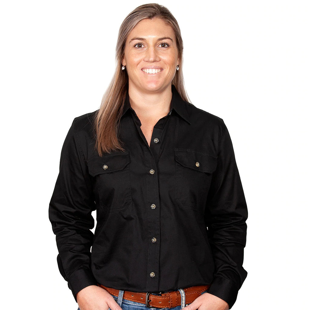 Just Country Womens Brooke Work Shirt (50502) Black 2XL/18