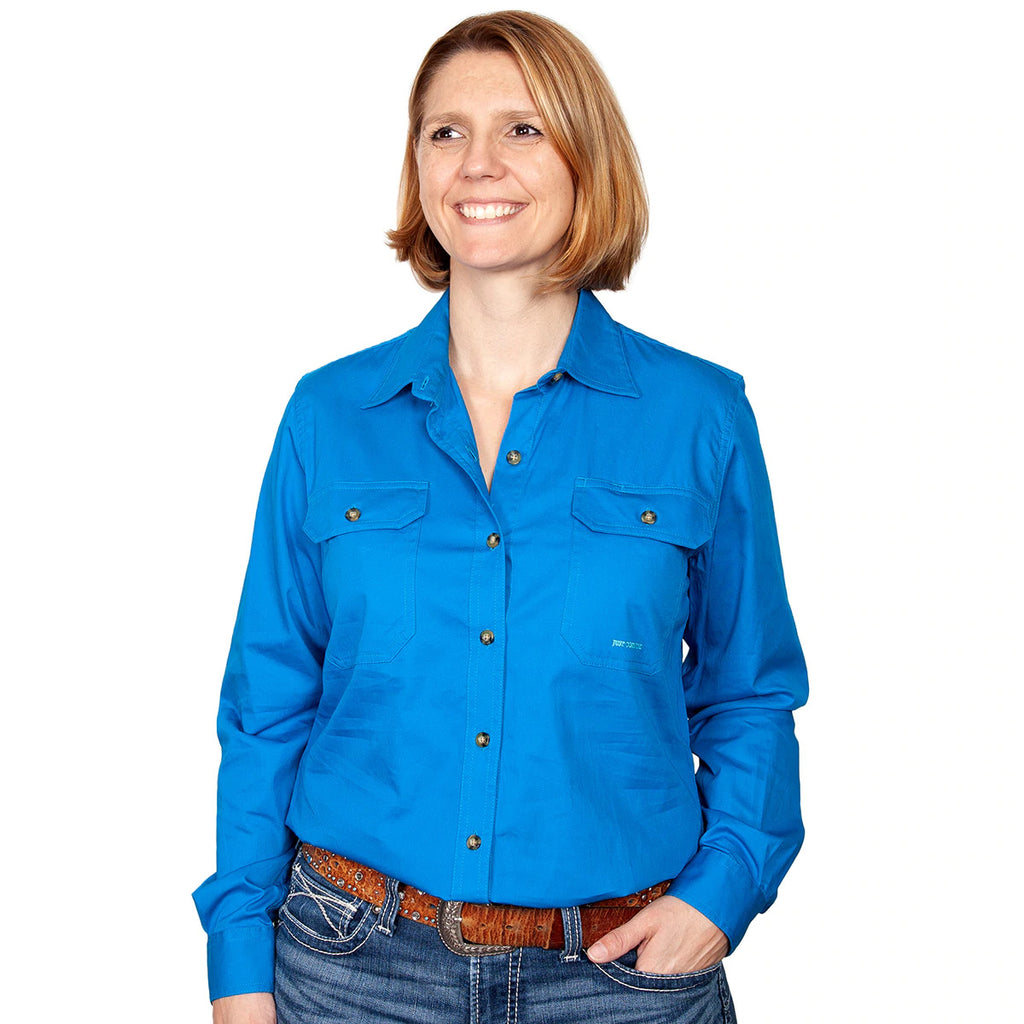 Just Country Womens Brooke Work Shirt (50502) Blue Jewel XS/8 [SD]