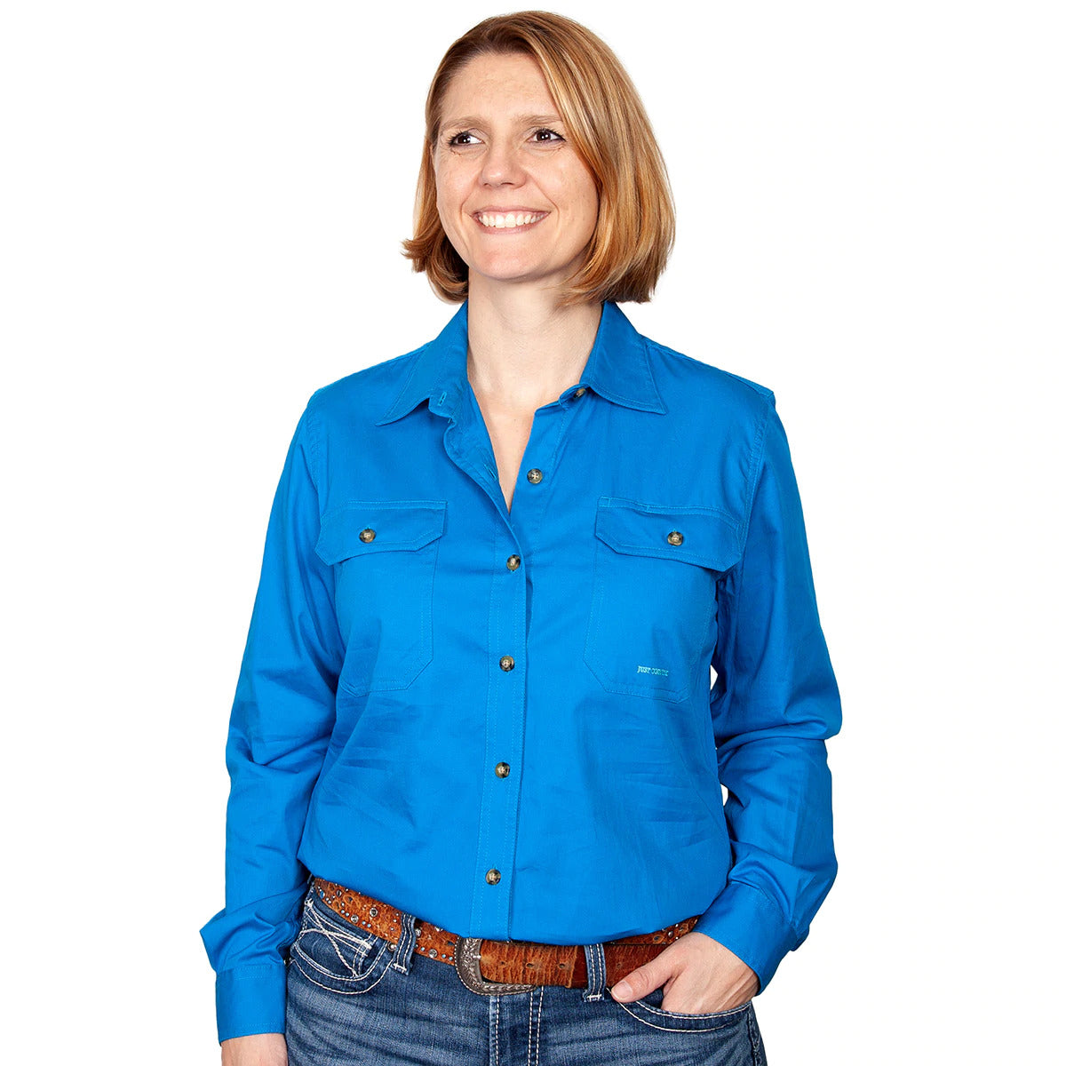 Just Country Womens Brooke Work Shirt (50502) Blue Jewel XS/8 [SD]