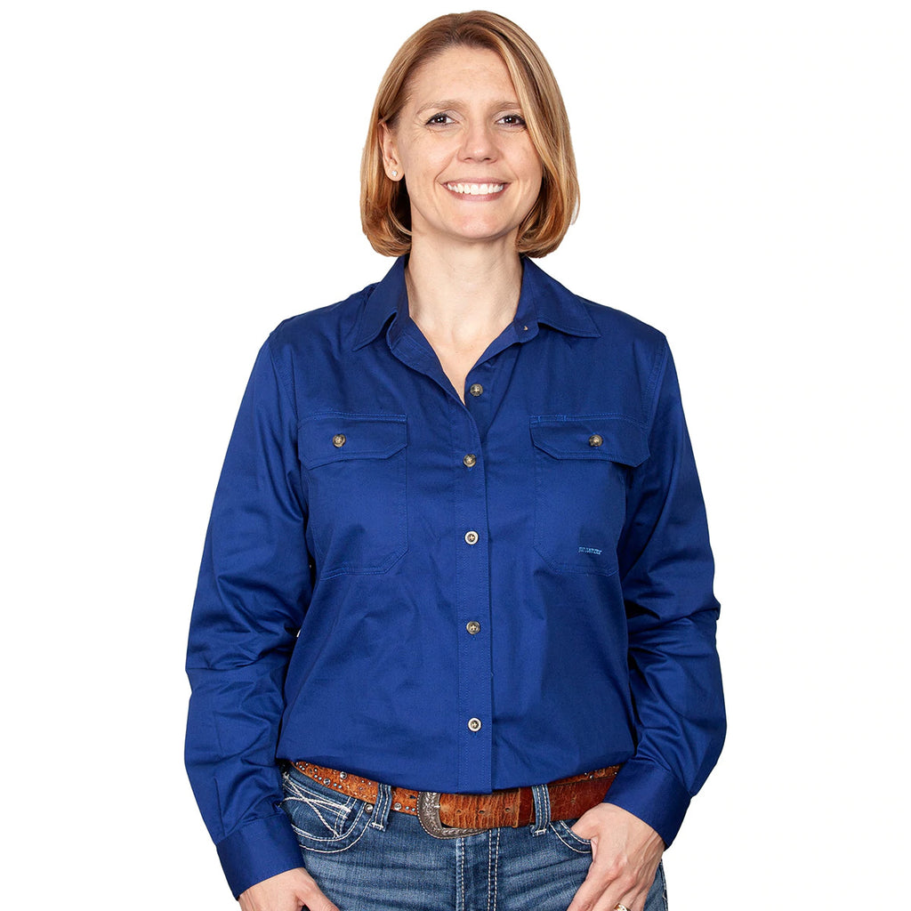Just Country Womens Brooke Work Shirt (50502) Cobalt 2XL/18
