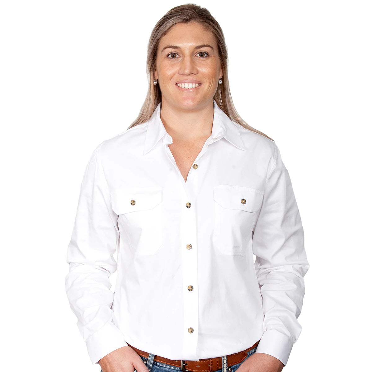 Just Country Womens Brooke Work Shirt (50502) White 2XL/18