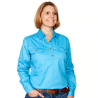 Just Country Womens Jahna Half Button Work Shirt (50505) Sky XS/8