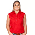 Just Country Womens Kerry Sleeveless Half Button Work Shirt (50503) Chilli M/12