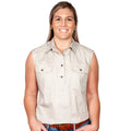 Just Country Womens Kerry Sleeveless Half Button Work Shirt (50503) Stone XS/8