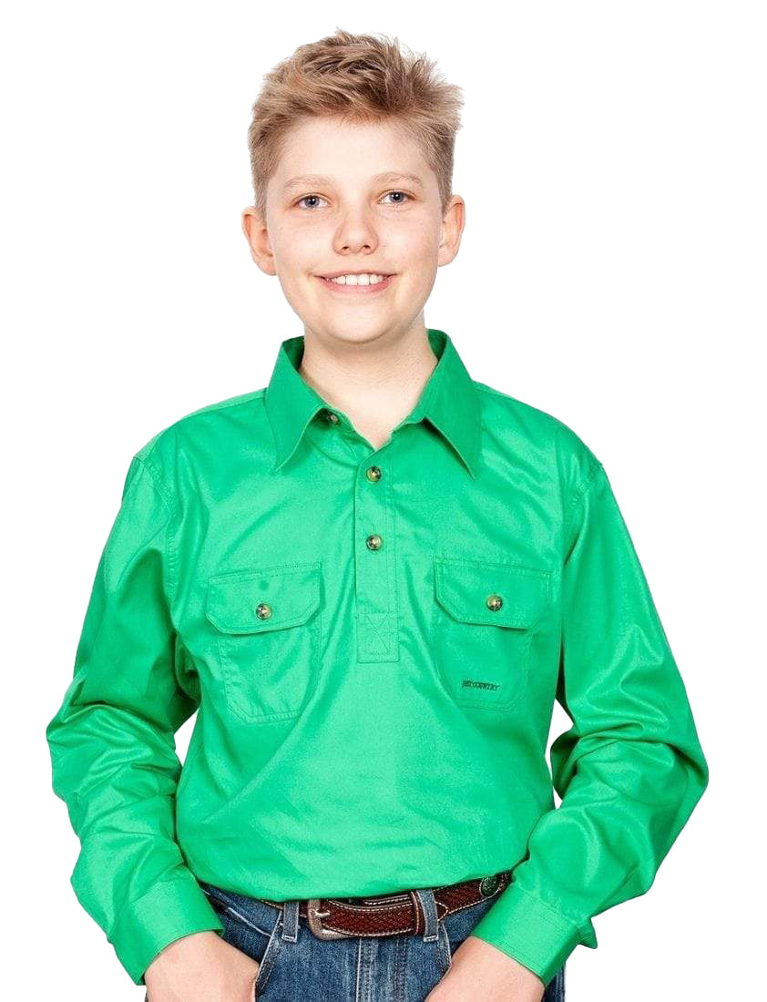 Just Country Boys Lachlan Half Button Work Shirt (30303) Ivy Green XS