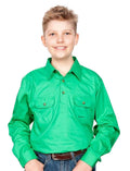 Just Country Boys Lachlan Half Button Work Shirt (30303) Ivy Green XS