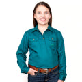 Just Country Girls Kenzie Half Button Work Shirt (60606) Forest Green S/6-7