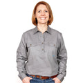 Just Country Womens Jahna Half Button Work Shirt (50505) Steel Grey XS/8