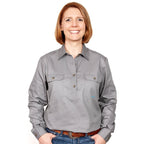 Just Country Womens Jahna Half Button Work Shirt (50505) Steel Grey S/10