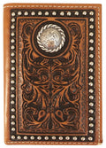 Roper Mens Tri-Fold Wallet (8136100) Tooled Leather Tan