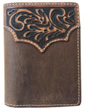 Roper Mens Tri-Fold Wallet (8145100) Tooled Yoke Tan