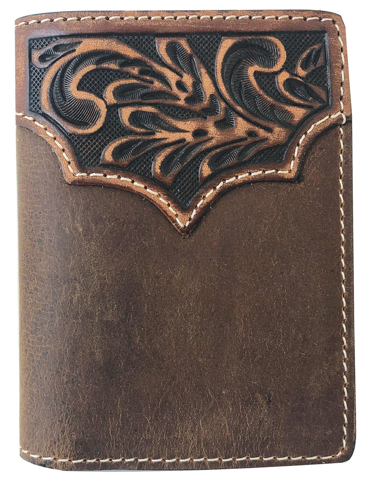 Roper Mens Tri-Fold Wallet (8145100) Tooled Yoke Tan