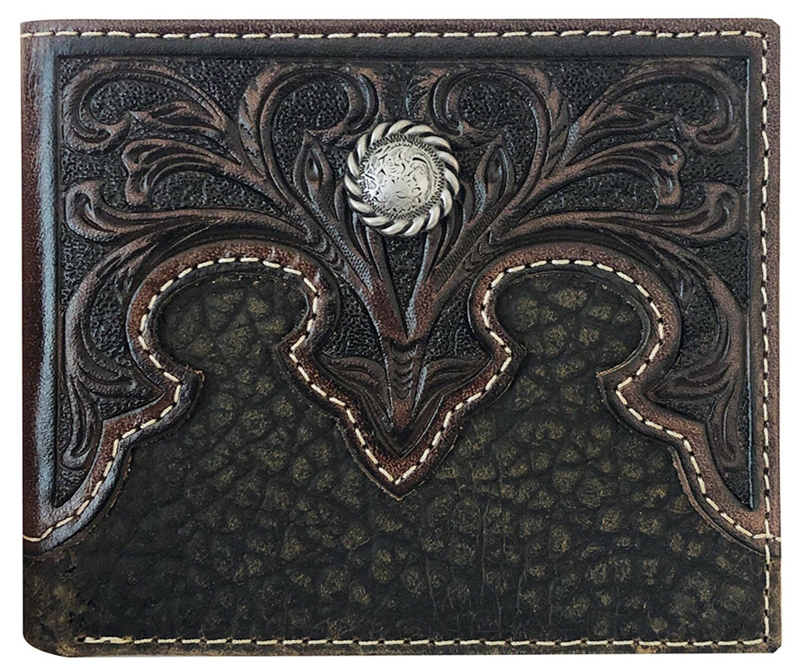 Roper Mens Bi-Fold Wallet (8143100) Tooled Yoke Brown