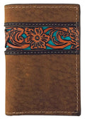 Roper Tri Fold Tooled Leather Wallet (8149100) Tan