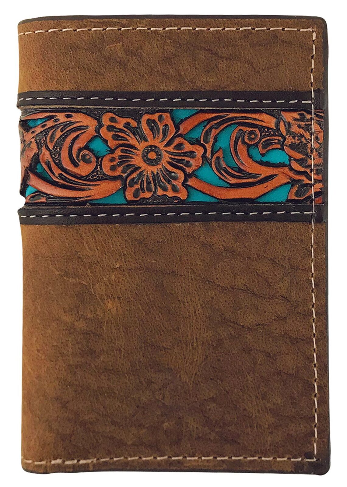 Roper Tri Fold Tooled Leather Wallet (8149100) Tan