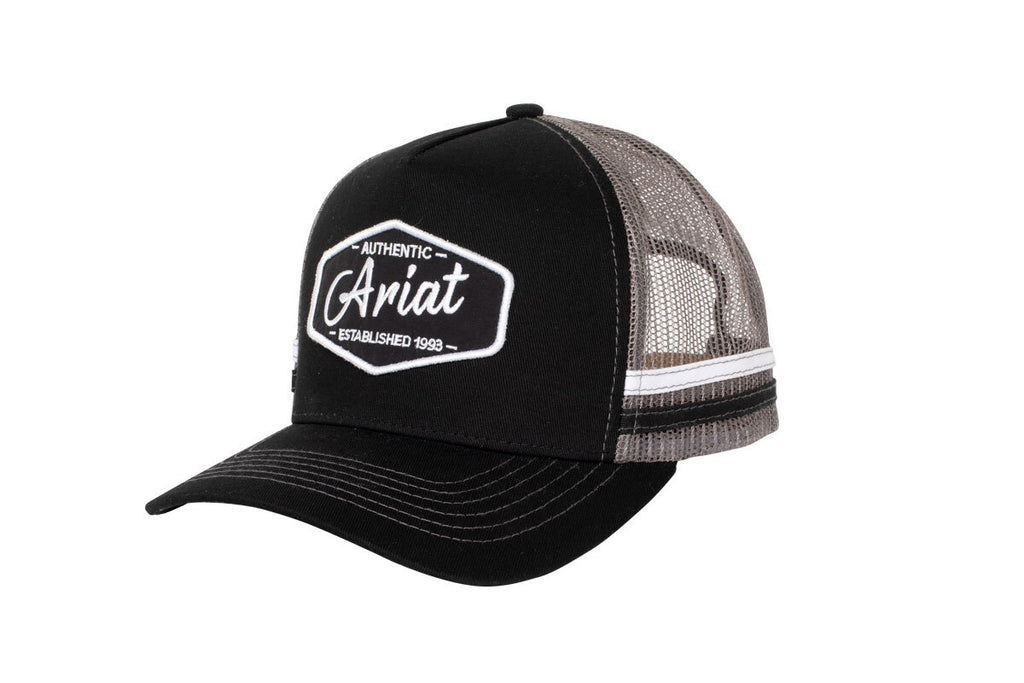 Ariat Unisex Est. Patch Trucker Cap (AC2204) Black/Grey OSFM