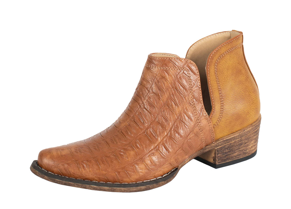 Roper Womens Ava Western Boots (21567413) Caiman Tan Croc Print/Tan 9 [SD]