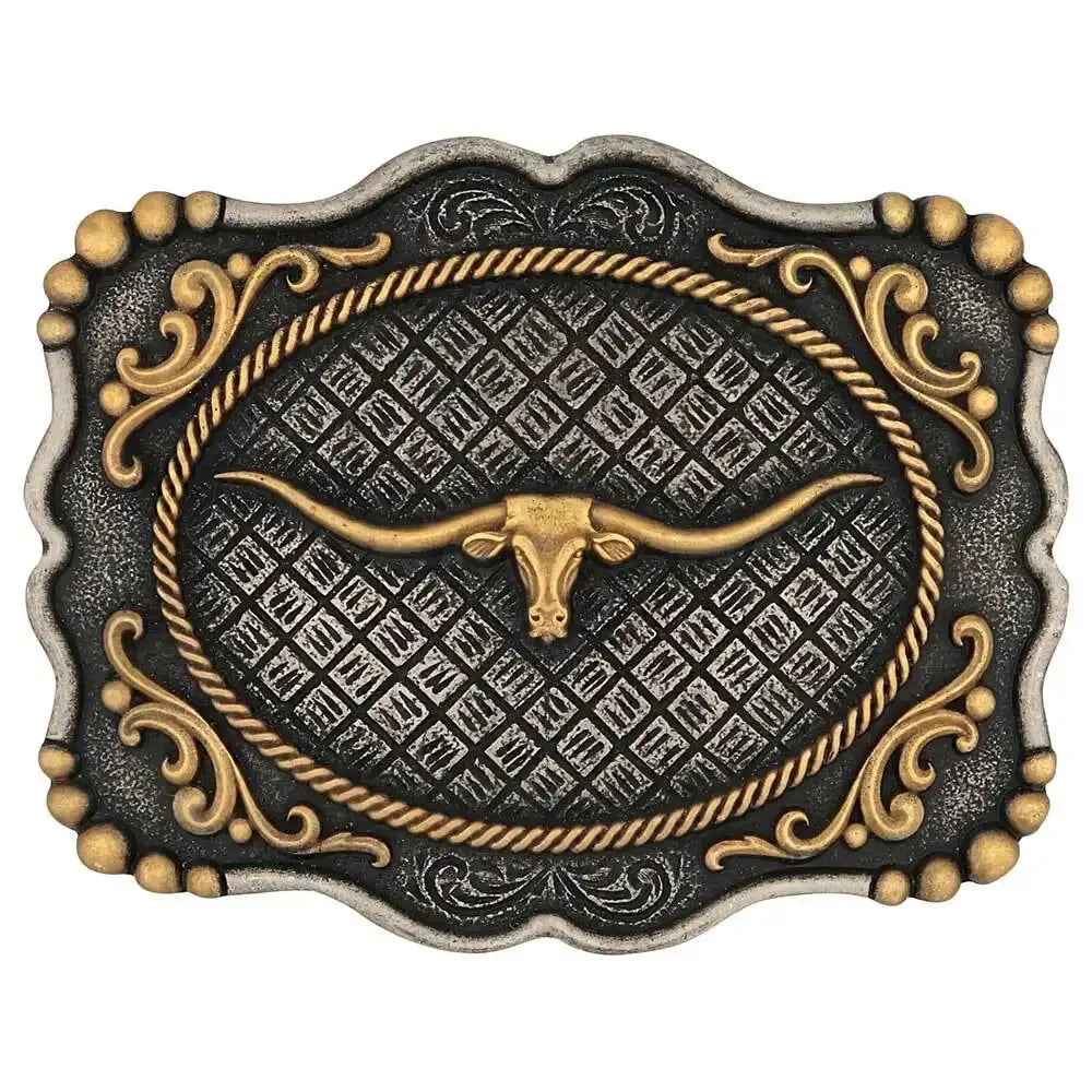 Montana Silversmiths Framed Longhorn Attitude Buckle (A1003P)