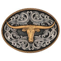 Montana Silversmiths Two-Tone Longhorn Attitude Buckle (A1015P)