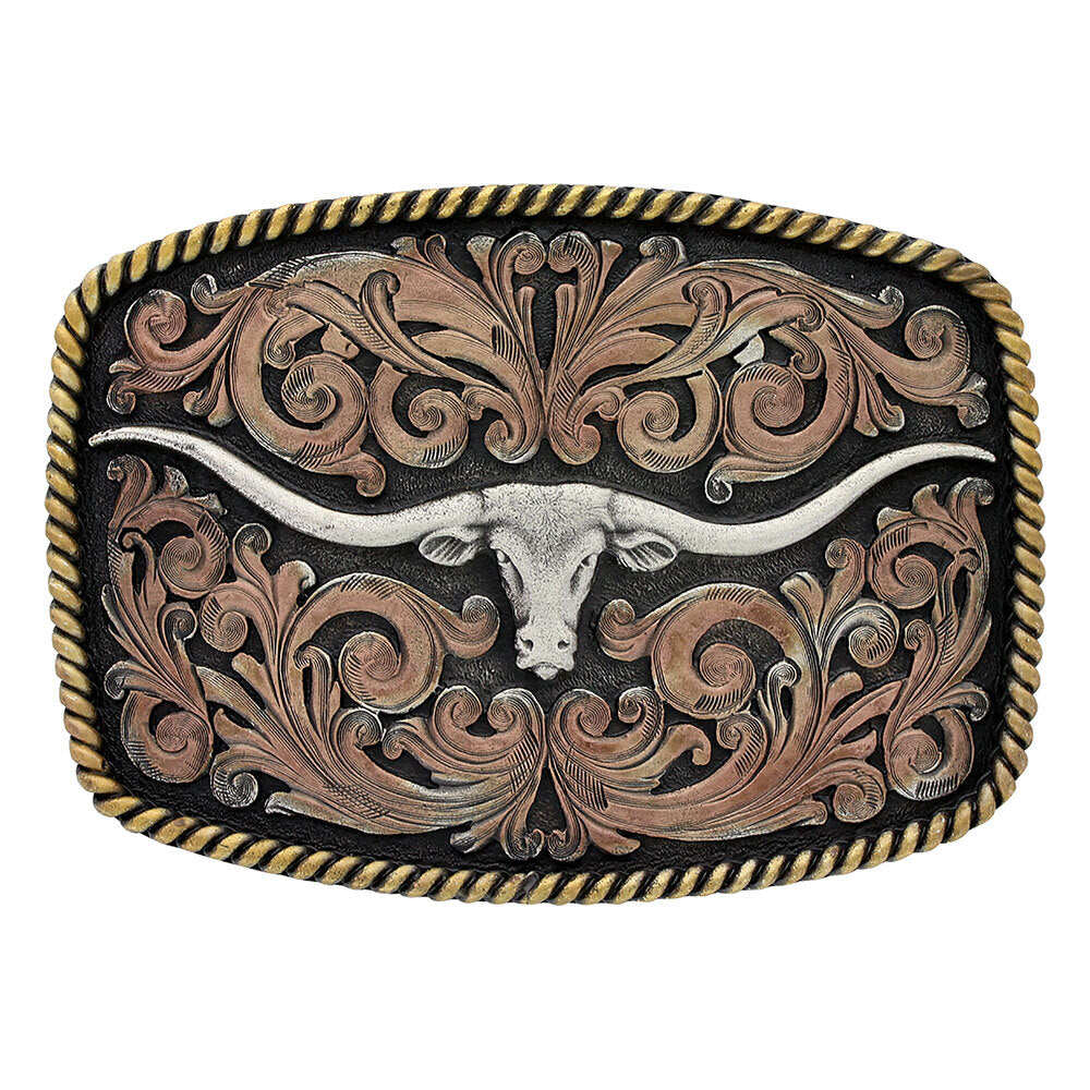 Montana Silversmiths Tri-Colour Texas Longhorn Attitude Buckle (A711)