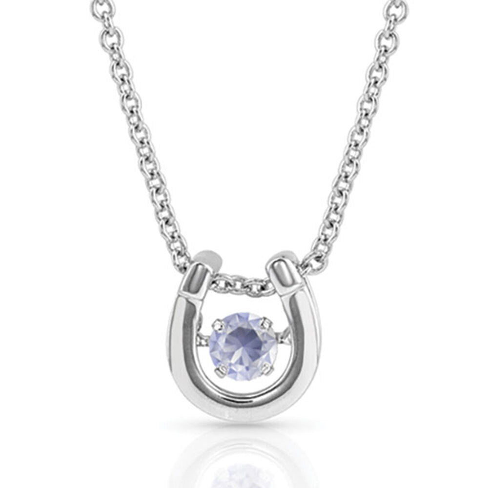 Montana Silversmiths Dancing Birthstone Horseshoe Necklace (NC4742-JUN) Alexandria CZ