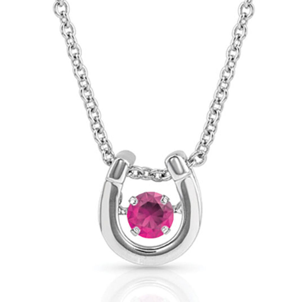 Montana Silversmiths Dancing Birthstone Horseshoe Necklace (NC4742-JUL) Ruby CZ
