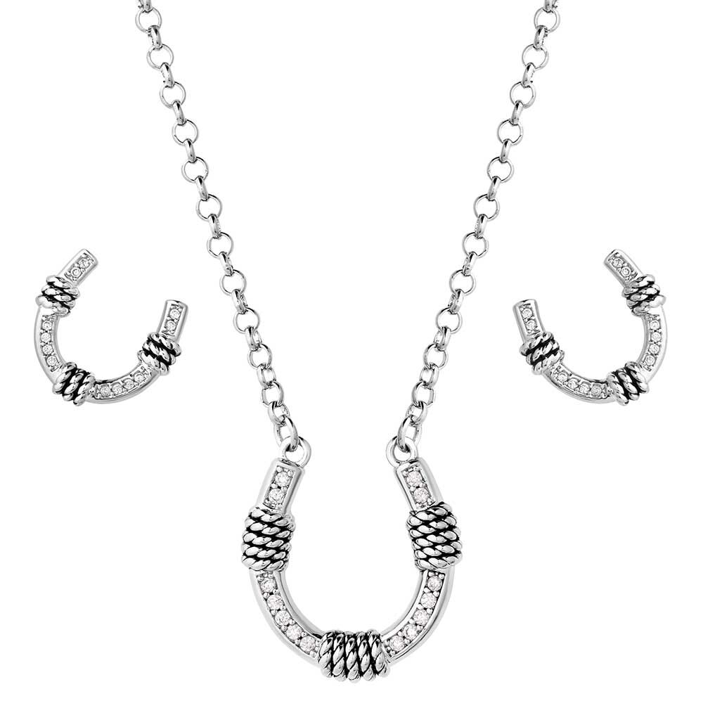 Montana Silversmiths Roped Horseshoe Crystal Jewellery Set (JS6038)