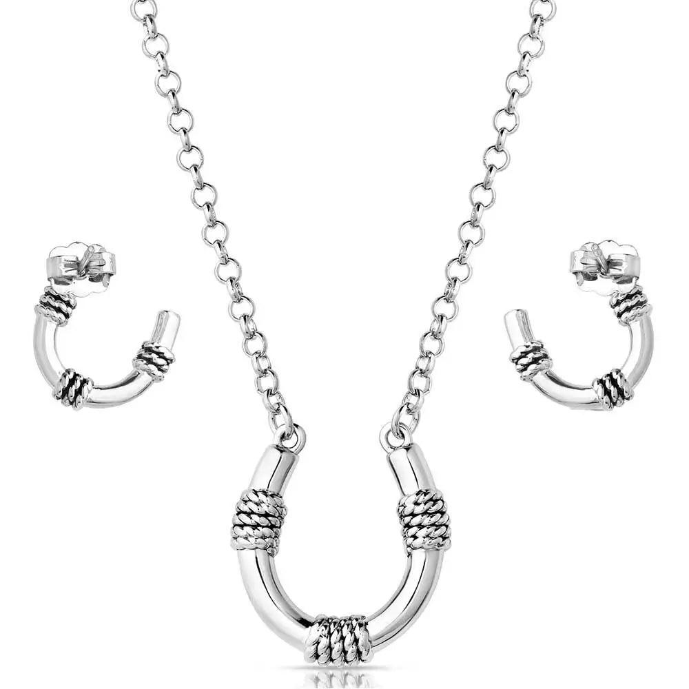 Montana Silversmiths Roped Horseshoe Crystal Jewellery Set (JS6038)