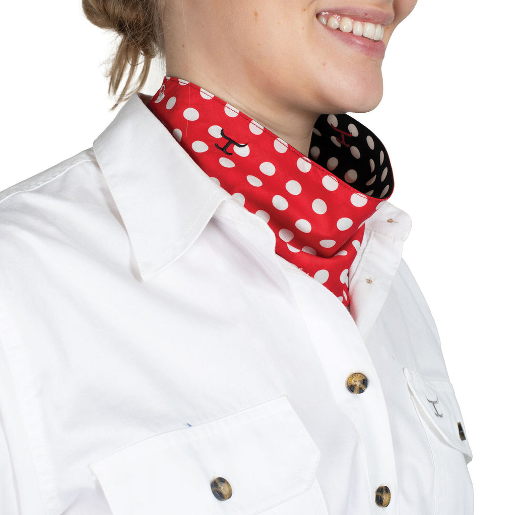 Just Country Womens Carlee Double Sided Scarf (SCF2558) Black Polka Dot/Red Polka Dot
