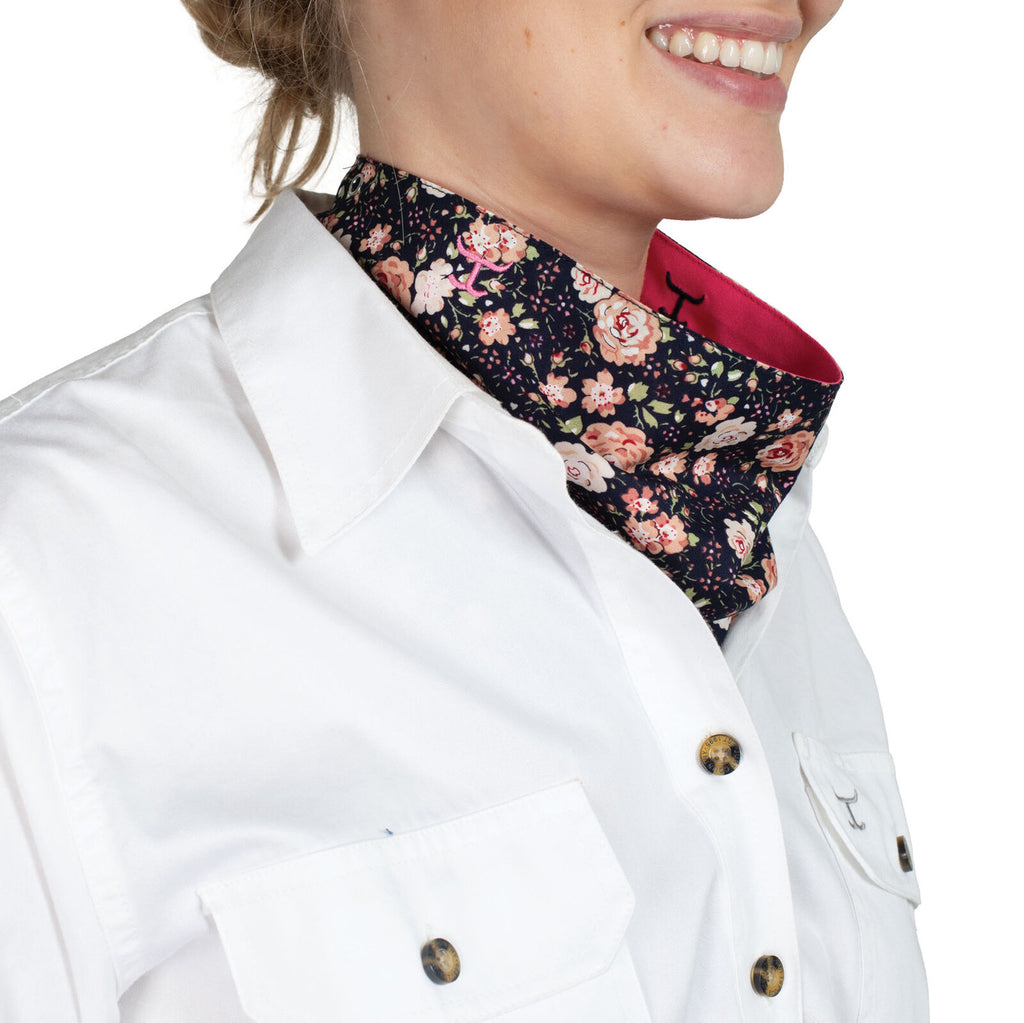Just Country Womens Carlee Double Sided Scarf (SCF2567) Navy Peonies/Hot Pink
