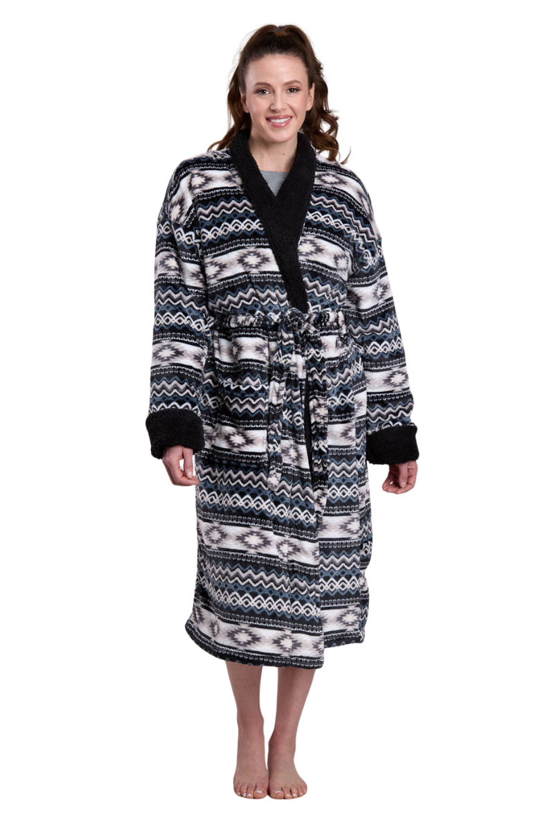 Roper Womens Fleece Robe (8355501) Aztec Black