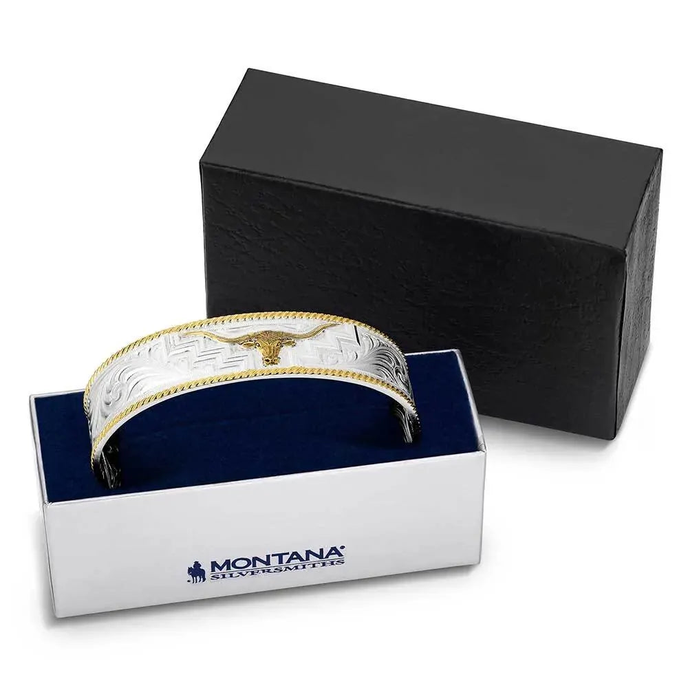 Montana Silversmiths Longhorn Trails Cuff Bracelet (BC6145)