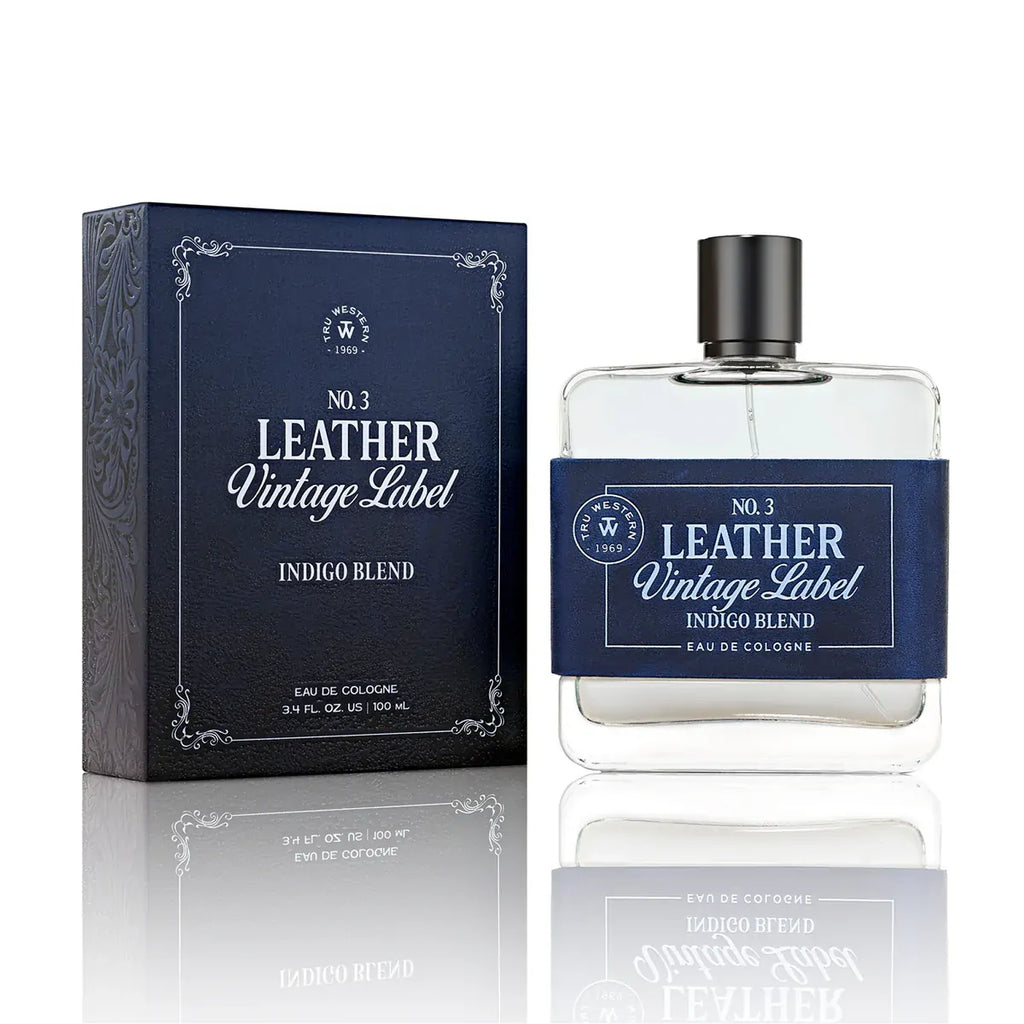 Tru Western Mens Leather Vintage Label #3 Indigo Blend Eau De Cologne 100mL (98087)
