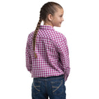 Just Country Girls Harper Half Button L/S Print Shirt (GWLS2665) Magenta & White Check