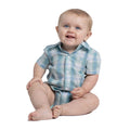 Just Country Infants Frankie Full Button S/S Full Button Jumpsuit (IWSS2605) Riviera Blue Green/Sea Green Plaid