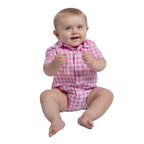 Just Country Infants Frankie Full Button S/S Full Button Jumpsuit (IWSS2609) Pink Lemonade/White Check