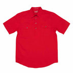 Just Country Mens Adam S/S Half Button Work Shirt (10104) Chilli Flat Lay