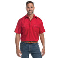 Just Country Mens Adam SS Half Button Work Shirt (10104) Chilli Front